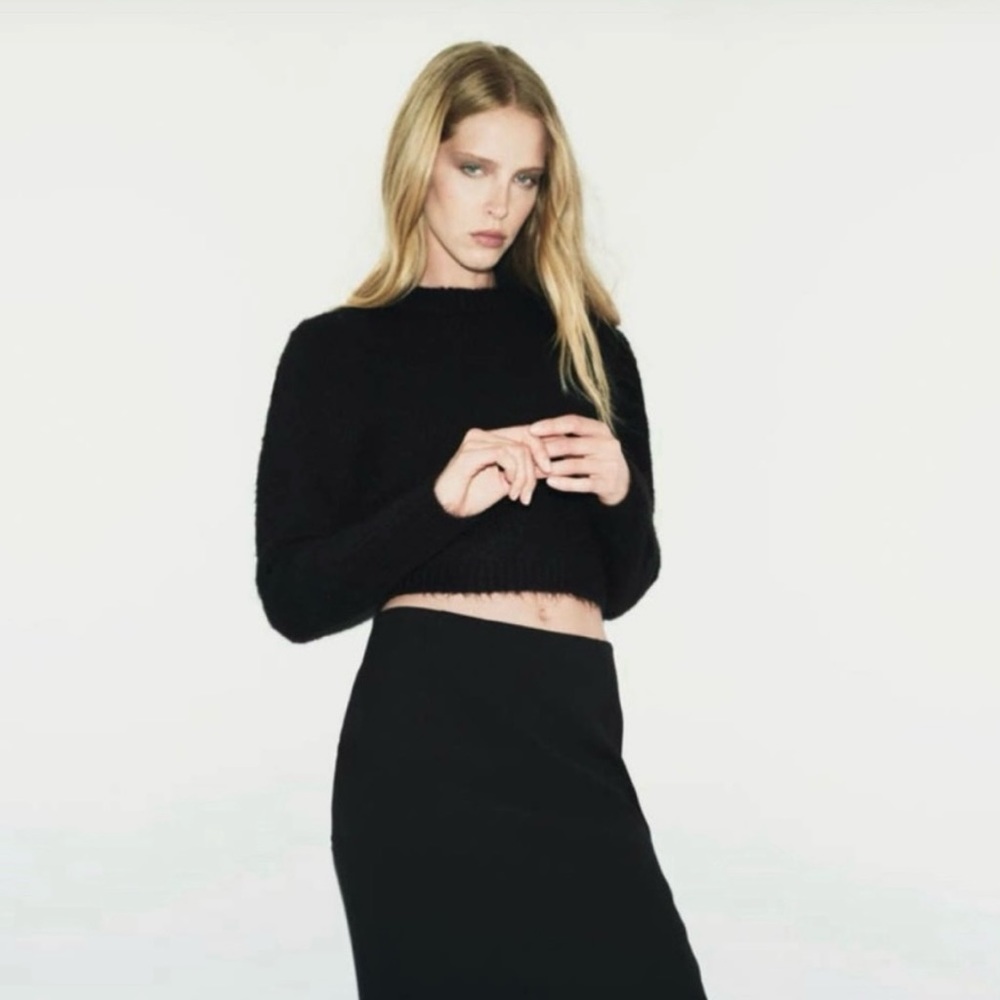 Zara Knit Mohair Cropped Sweater